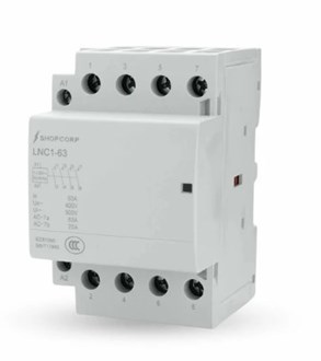 Shopcorp 63 Amp 4 Pole Normally Open IEC 400V Contactor - 110/120VAC Coil for HVAC, AC, Motor Load, and Lighting Systems